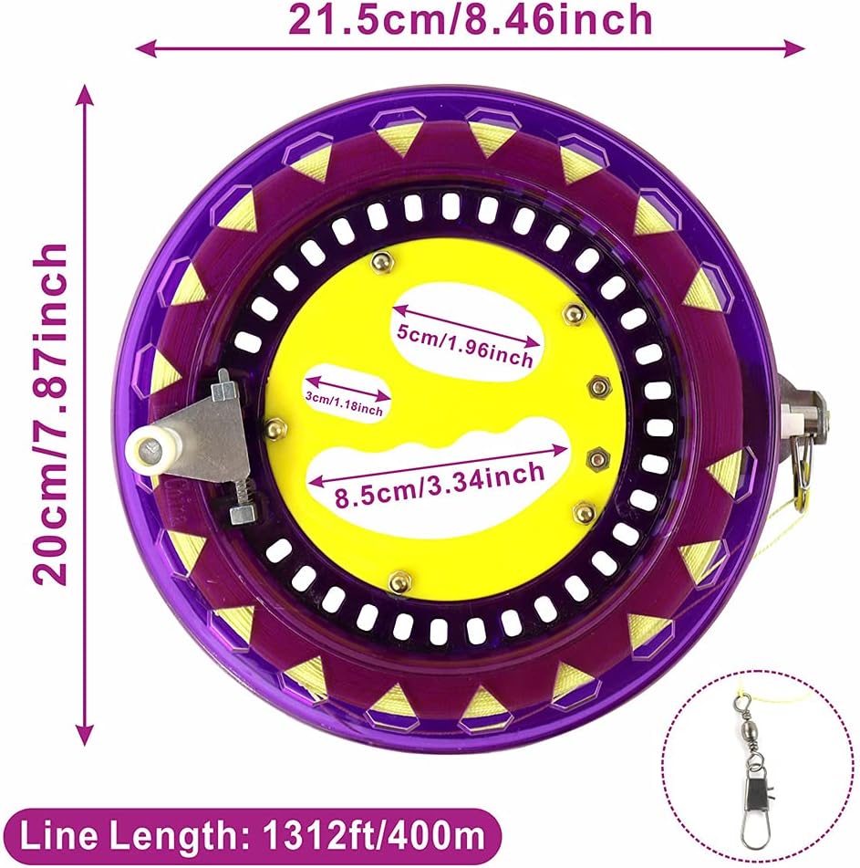 2 cuerdas de cometa con carrete de 8 pulgadas con carrete de cometa de 1312 pies, accesorios de cometa para exteriores para adultos y niños (morado)