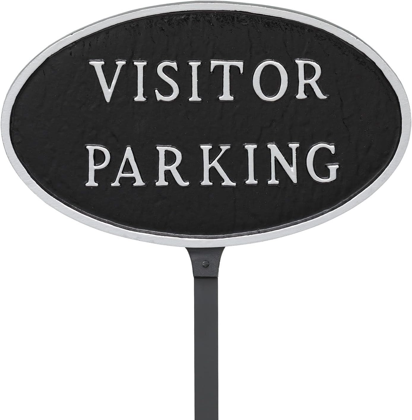 Placa ovalada de estacionamiento para visitantes para pared o césped para casa o negocio – Estacionamiento reservado – Aluminio recubierto de polvo
