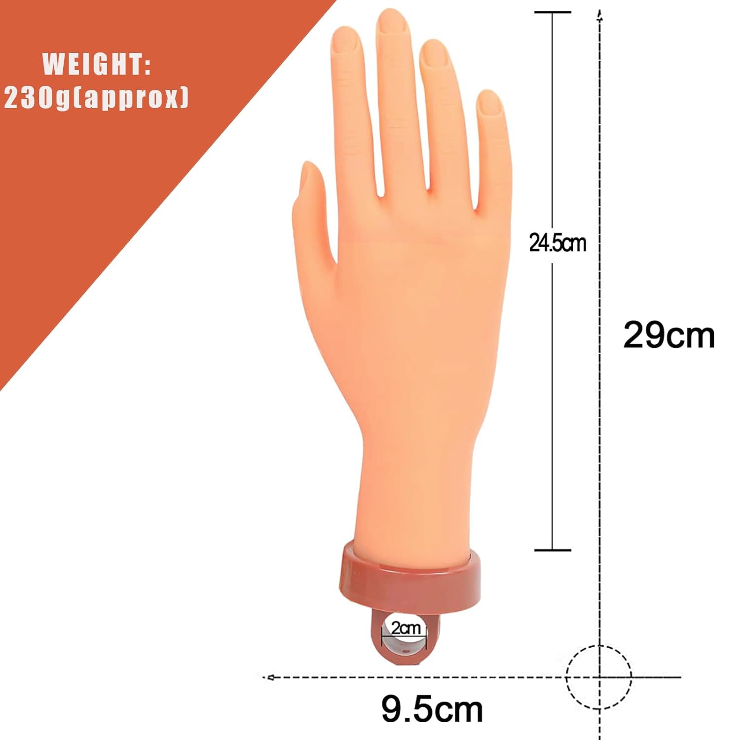 Mano de práctica para uñas acrílicas, práctica de uñas, suministros técnicos de uñas para prácticas, uñas acrílicas, flexibles, flexibles, maniquí,
