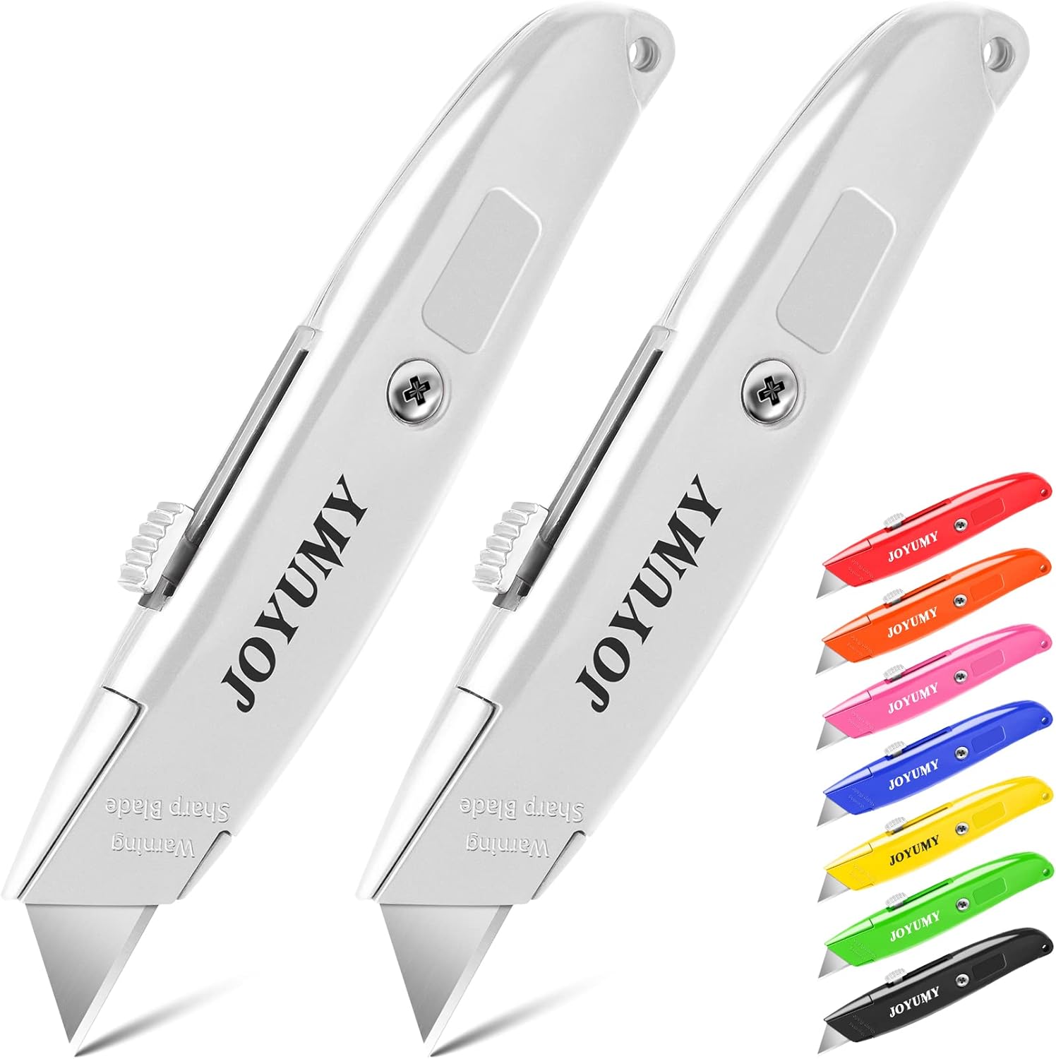 Paquete de 2 cortadores de caja, práctico cuchillo utilitario retráctil, cuchillo ergonómico, cortadores de caja para almacén, oficina, abridor de