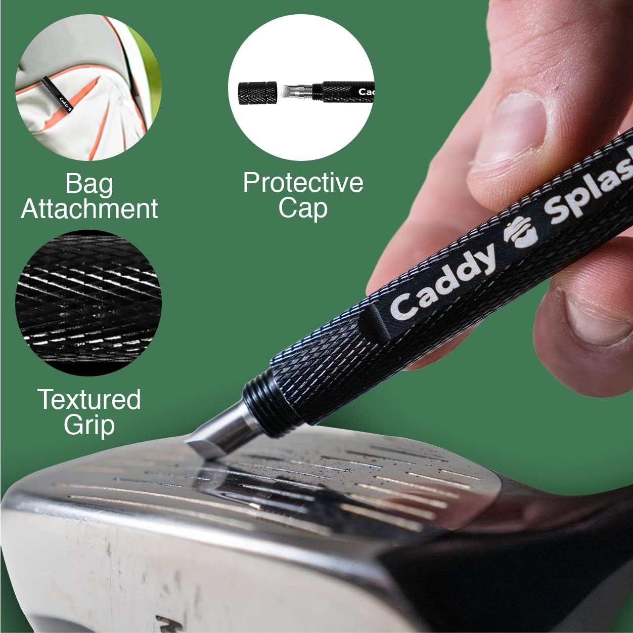 Caddy Splash Herramienta afiladora de ranuras para palos de golf, limpiador 3 en 1 para palos de golf para cuña, hierro, puntas de repuesto