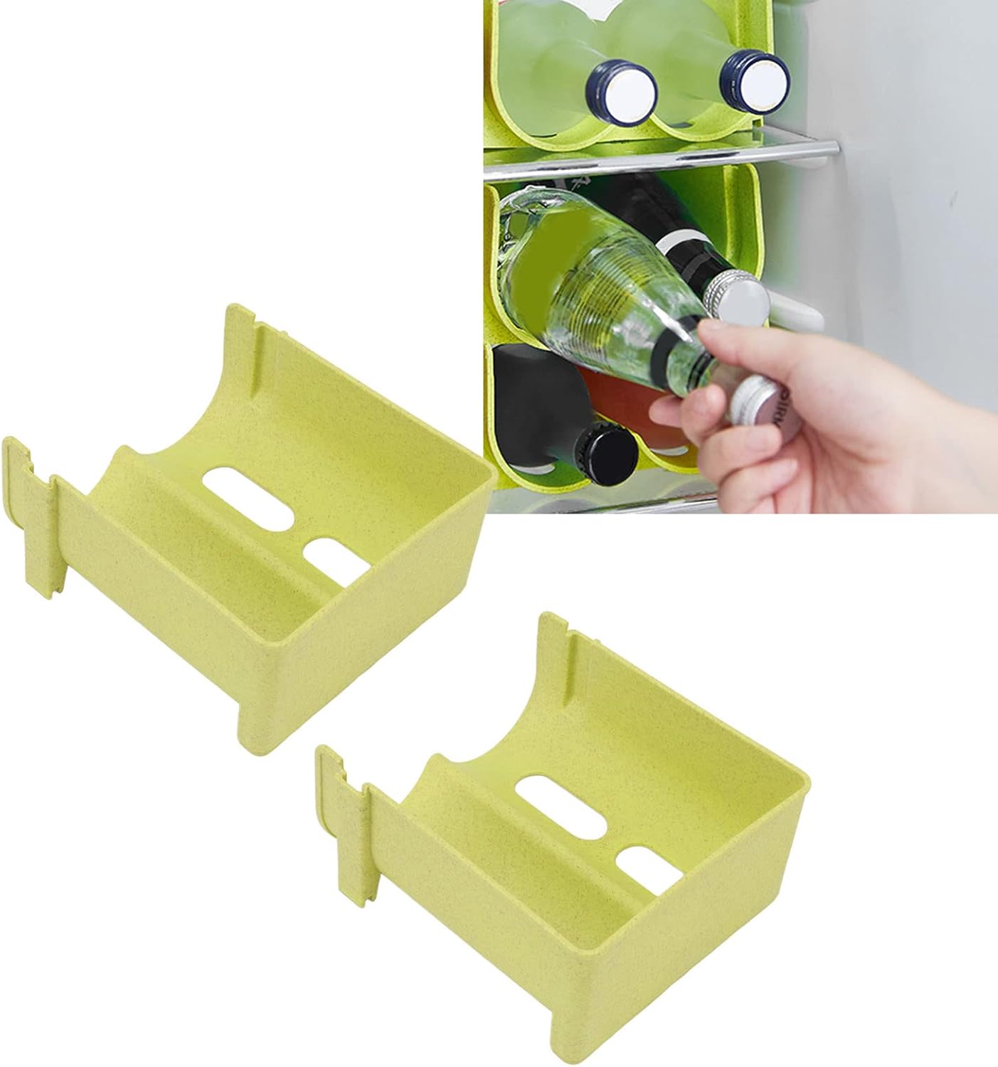 2 soportes para botellas de vino y agua, para refrigerador, apilables, resistentes a las caídas, para refrigerador, gabinete, despensa, encimeras de
