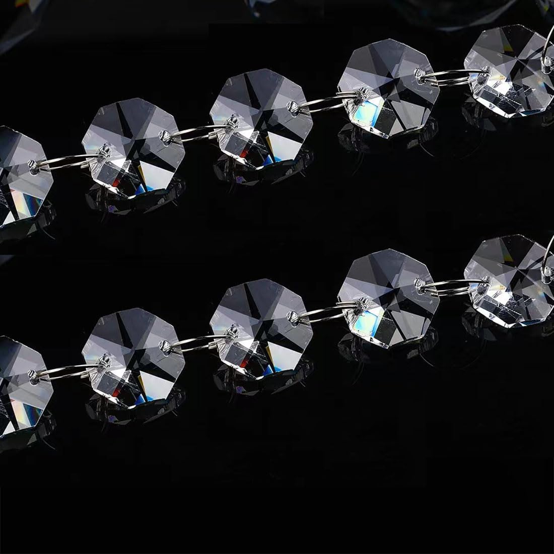 Guirnalda de cristal transparente de 33 pies, cadena de cuentas de araña colgante, decoración de cuerda de adorno colgante para centro de mesa,