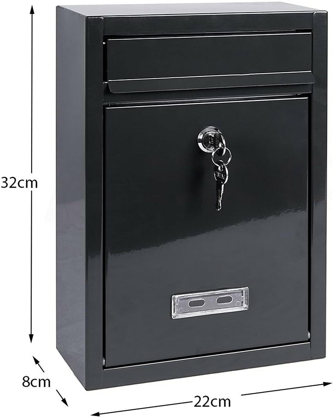 LinaLife Buzón de correo de 12.6 x 8.5 x 3.4 pulgadas, buzón grande de acero con cerradura para montar en la pared, con llaves, buzón de bloqueo a