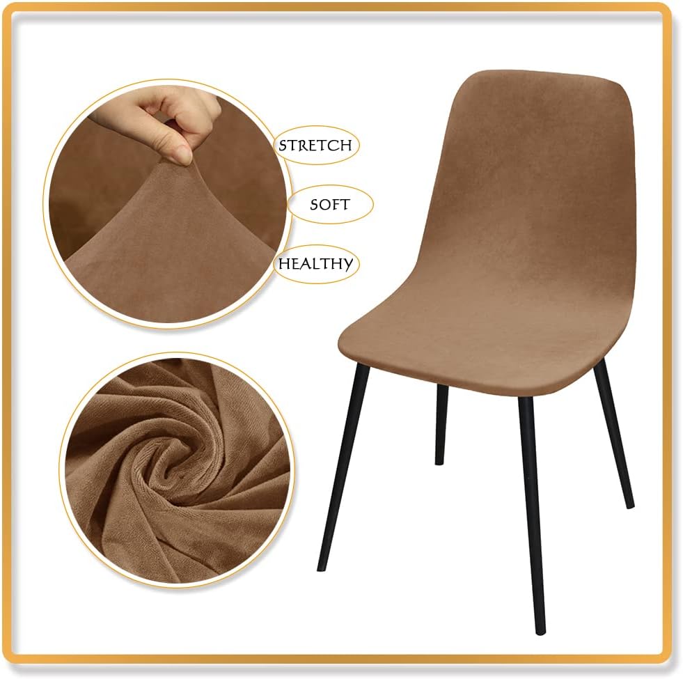 LIPOR Juego de 2 fundas elásticas de terciopelo para silla, fundas protectoras para sillas de comedor, modernas de mediados de siglo, sin brazos,
