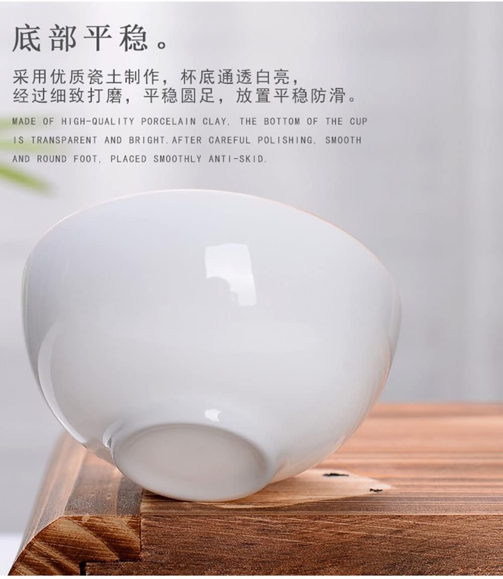 Liang baobao Juego de 4 tazas de degustación de té chino, mini tazas de porcelana blanca de 2 onzas para ceremonia de té gongfu (salto de pescado)