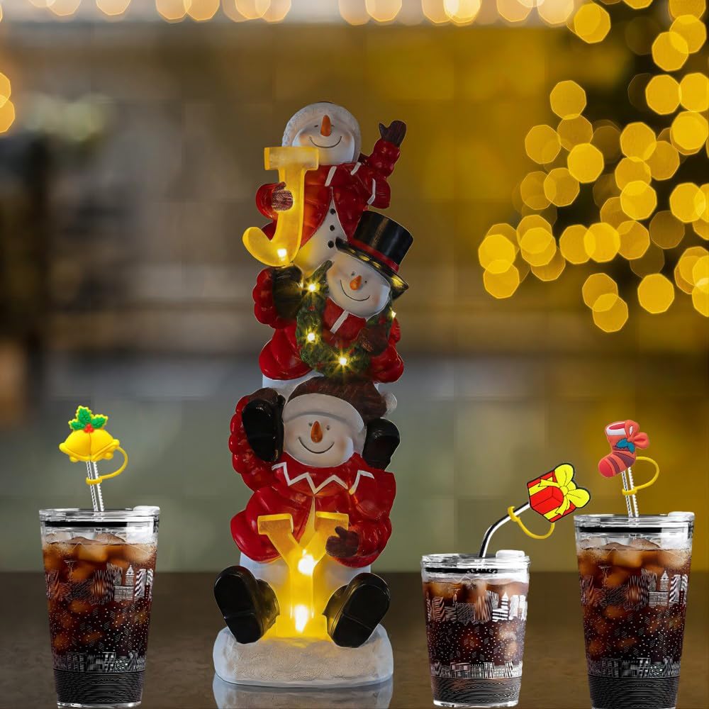 Juego de 8 tapas de popote de Navidad, para popote de 0.276-0.315 in, divertidos, reutilizables, de silicona, compatible con vaso Stanley de 30