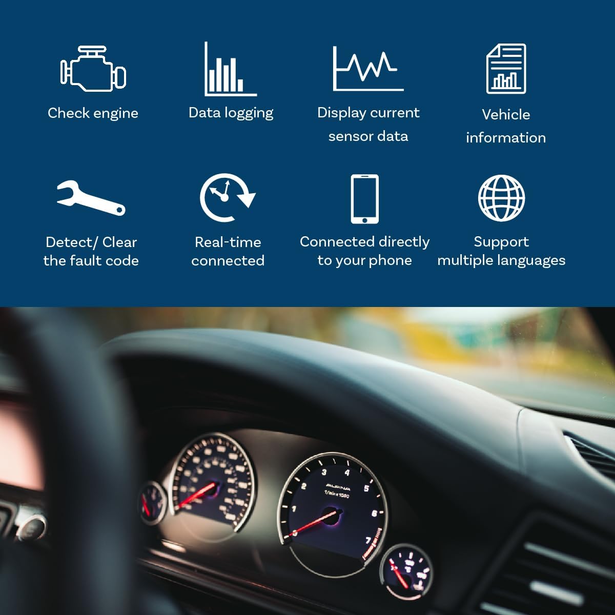 MMOBIEL Escáner OBD2 WiFi – Escáner de coche compatible con iOS, iPhone, iPad y Android – Lector OBD2 Herramienta de diagnóstico de coche OBD2