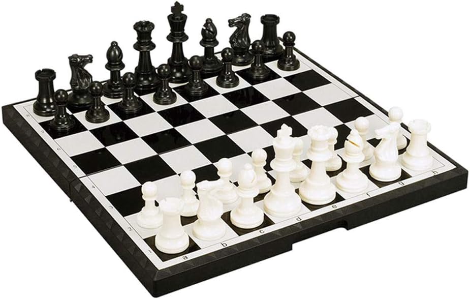 YBYB – Juego de ajedrez plegable de plástico magnético, piezas de ajedrez en blanco y negro, tablero de ajedrez plegable, juego de ajedrez de lujo,