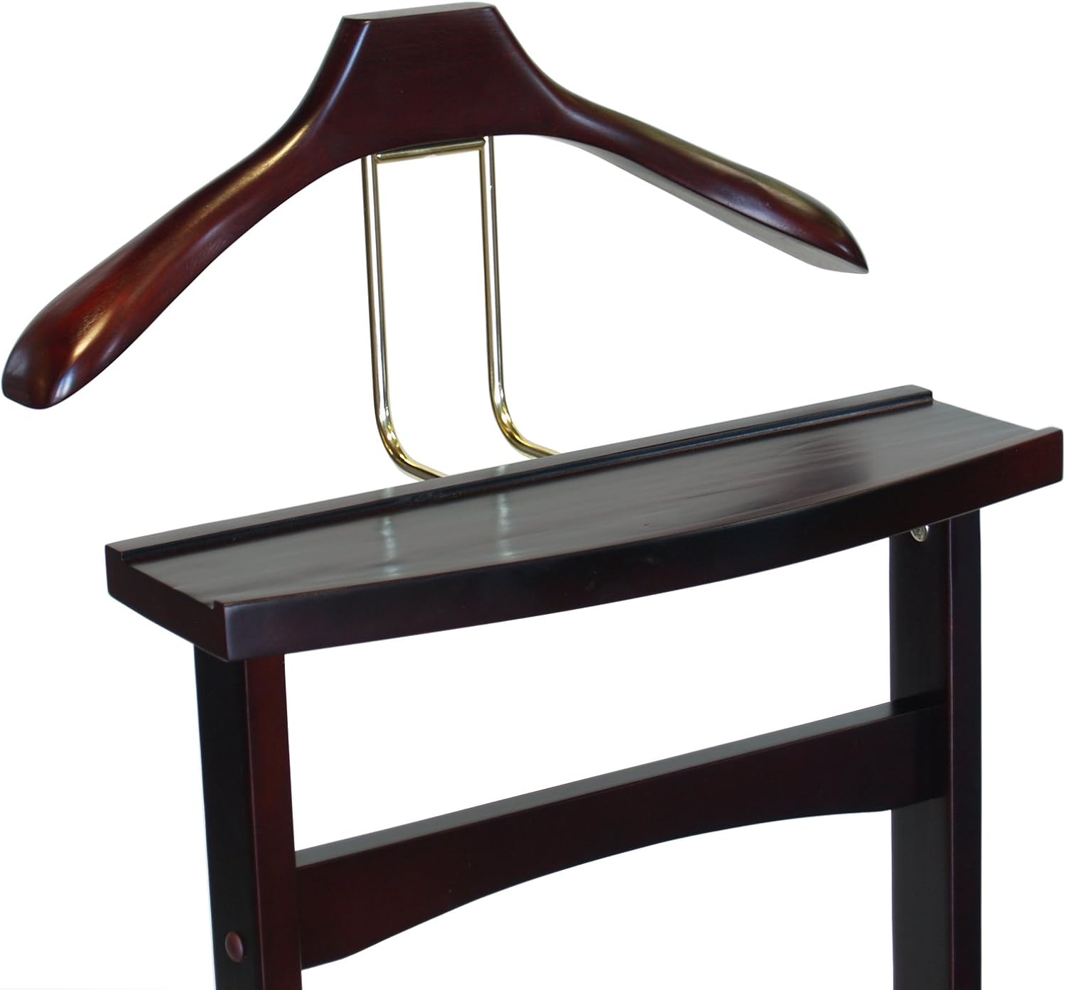 Proman Products Ashton Valet VL36006 – Soporte para traje con bandeja superior, colgador de contorno, barra de pantalones y zapatero, 17 pulgadas de