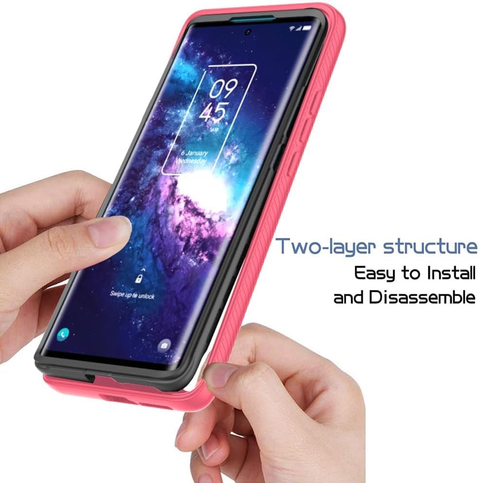 Asuwish Funda de teléfono para TCL 20 Pro 5G con protector de pantalla de vidrio templado y soporte delgado, funda protectora híbrida resistente