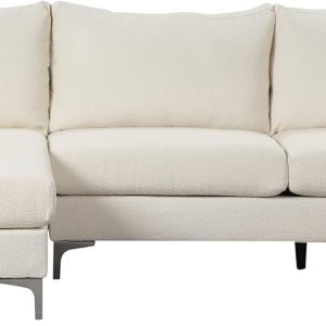 Casa Andrea Milano BOUCLÉ – Sofá modular en forma de L, sofá de lujo con diván extra ancho, sofá para sala de estar, apartamento, salón, color crema Casa Andrea Milano BOUCLÉ – Sofá modular en forma de L, sofá de lujo con diván extra ancho, sofá para sala de estar, apartamento, salón, color crema