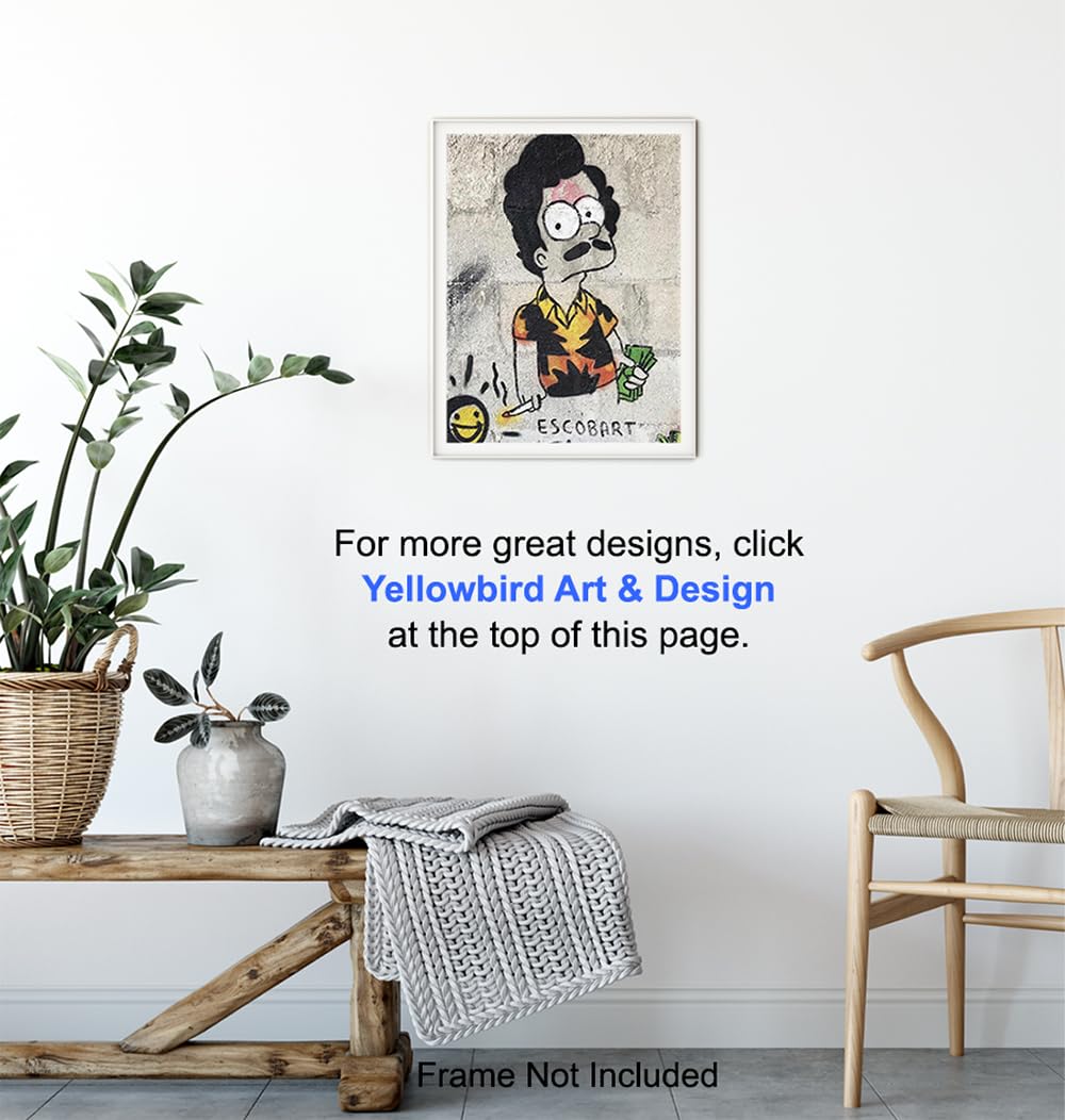Gangster Graffiti Wall Art LARGE 11×14 – Pablo Escobar Poster – Man cave Decor – Men Teens Boys Bedroom, Dorm Room Decor – Funny Gifts – Trendy Room