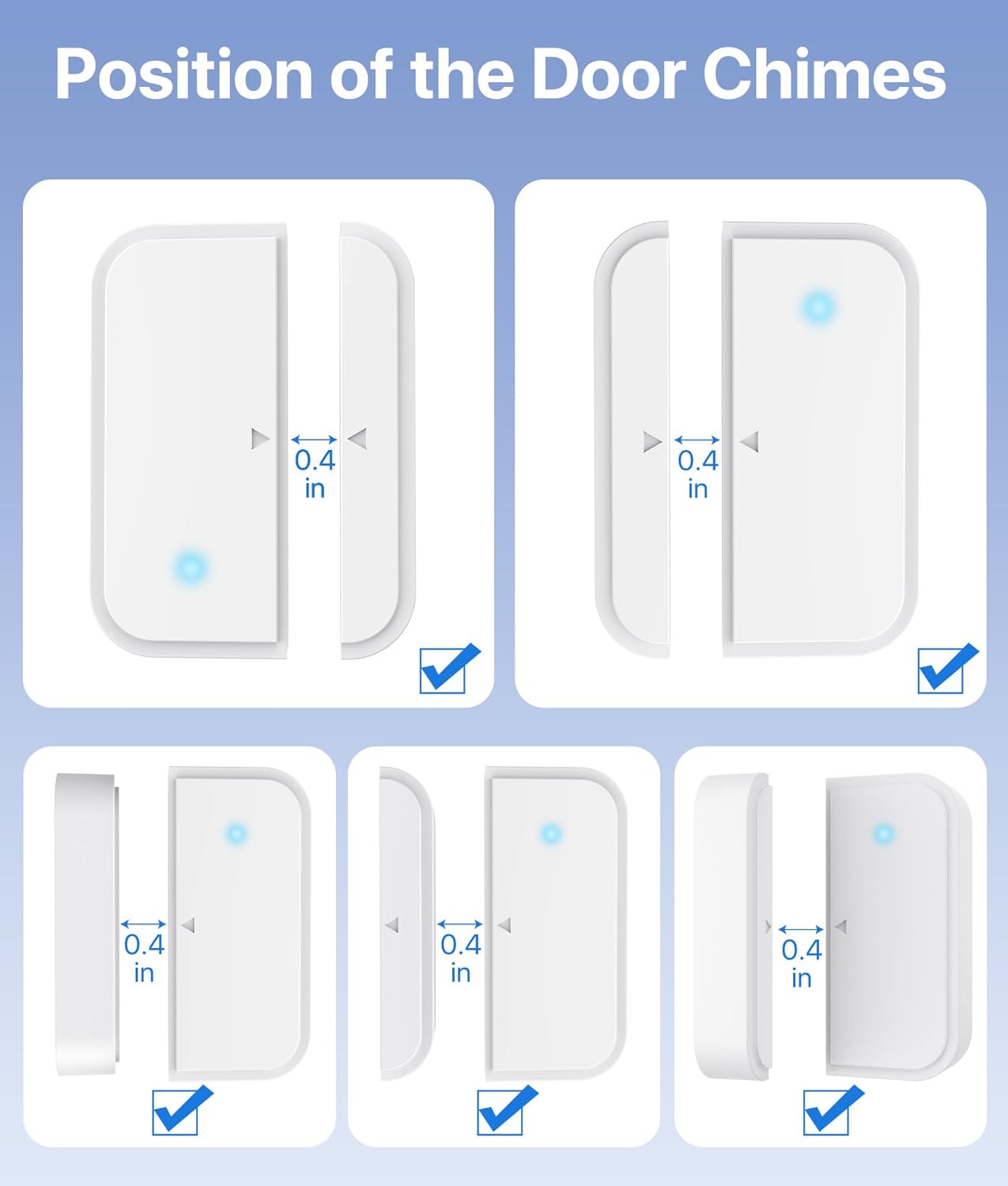 Timbre de puerta, timbre con sensor de puerta con rango de 1100 pies, volumen ajustable y 50 alarmas de timbre para seguridad de los niños, timbre