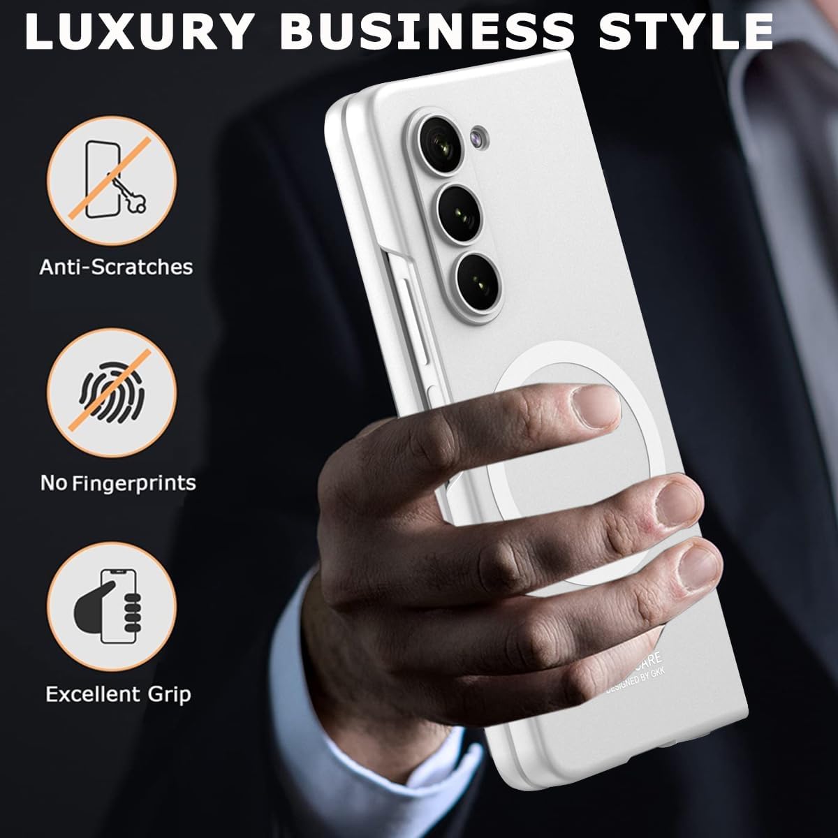NINKI Funda magnética compatible con Samsung Galaxy Z Fold 5 con protector de pantalla, protección de bisagra ultra delgada, carga inalámbrica,