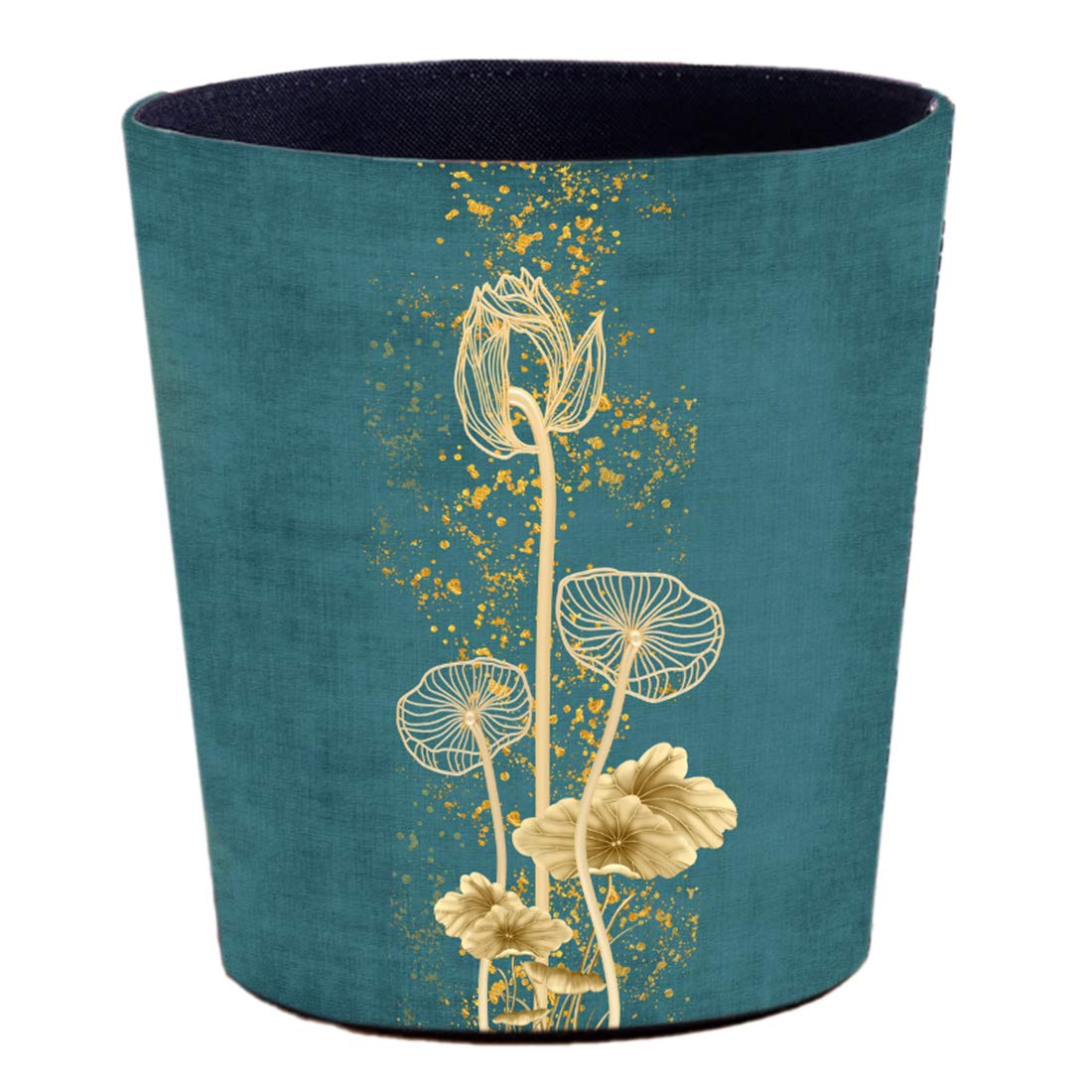 Cubo de basura de piel sintética de 10 litros2.64 galones, impermeable, decorativo, cesta de papel para el hogar, oficina, baño, Lotus