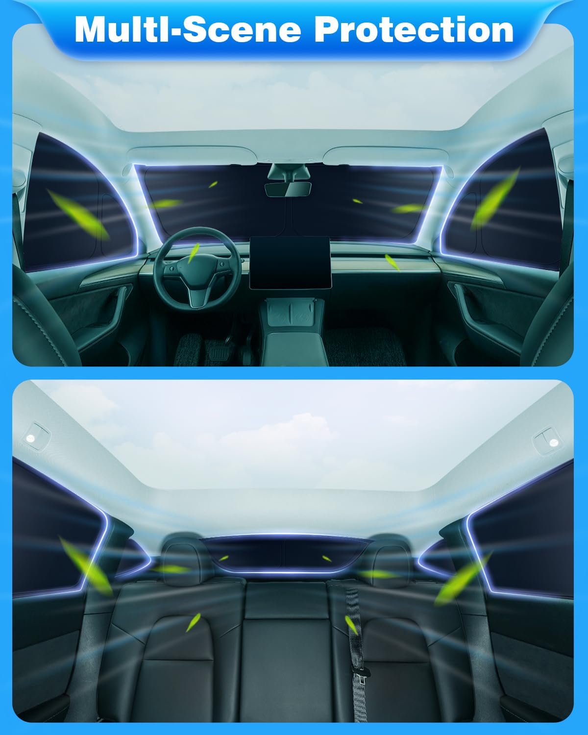 8 parasoles de privacidad para ventana Tesla modelo Y, 2 en 1, visera reflectante de cristal de hielo para Tesla Model Y 2020-2024, para todas las