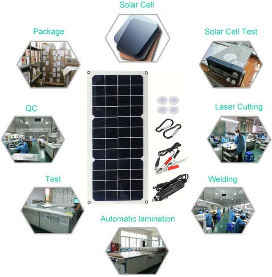 30W 12V Lightweight Solar Panel Charger Portable Solar Panel Kit Flexible Solar System for Outdoor Power Supply Camping Travel Mobile Phone