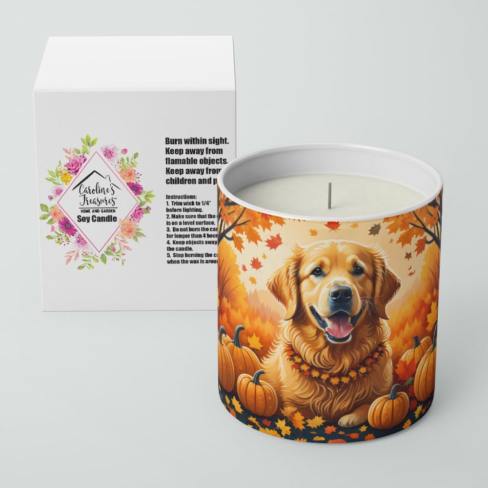 Caroline’s Treasures DAC1049CDL Golden Retriever – Vela de soja decorativa de otoño, cera de soja, aceite esencial para decoración del hogar, ideal