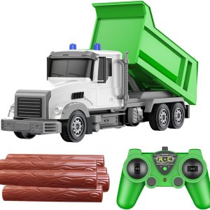 Camión volquete de construcción con control remoto, vehículo RC de 6 canales, juguetes de camión con 6 piezas de madera, 2 baterías recargables, Camión volquete de construcción con control remoto, vehículo RC de 6 canales, juguetes de camión con 6 piezas de madera, 2 baterías recargables,