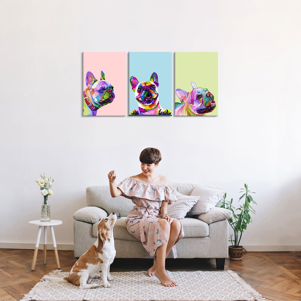 3 piezas de decoración de arte pop de bulldog francés, arte de pared, decoración de habitación de perro, póster de animal, pintura de bulldog