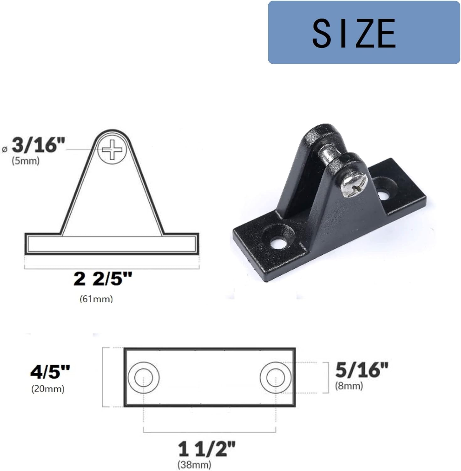 THORN Boat Bimini – Bisagras de cubierta superior de montaje plano, nailon negro con tornillos, paquete de 4
