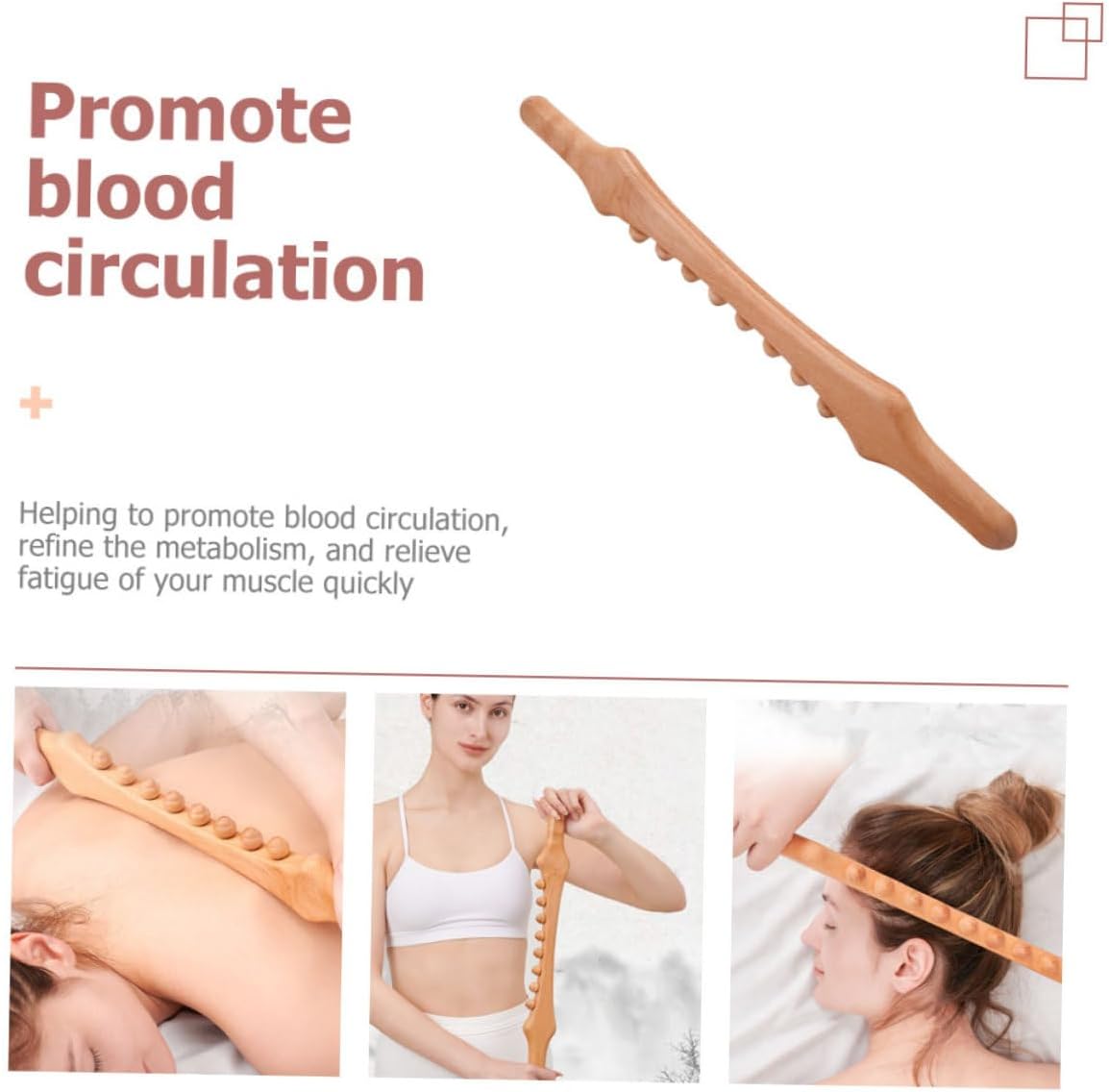 Beavorty Gua Sha Masaje Palo de Masaje Palo de Masaje Rodillo de Hombro Rodillo Masajeador de Madera Palo de Masaje Manual Palo de Reflexología Palo