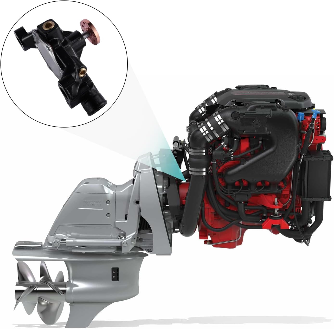 Bomba de agua de mar (impulsor de bronce original, cojinete C & U) 8M0113734 3853850 8503991 para 4.3L 5.0L 5.7L Volvo Penta, Mercruiser, OMC, Stern