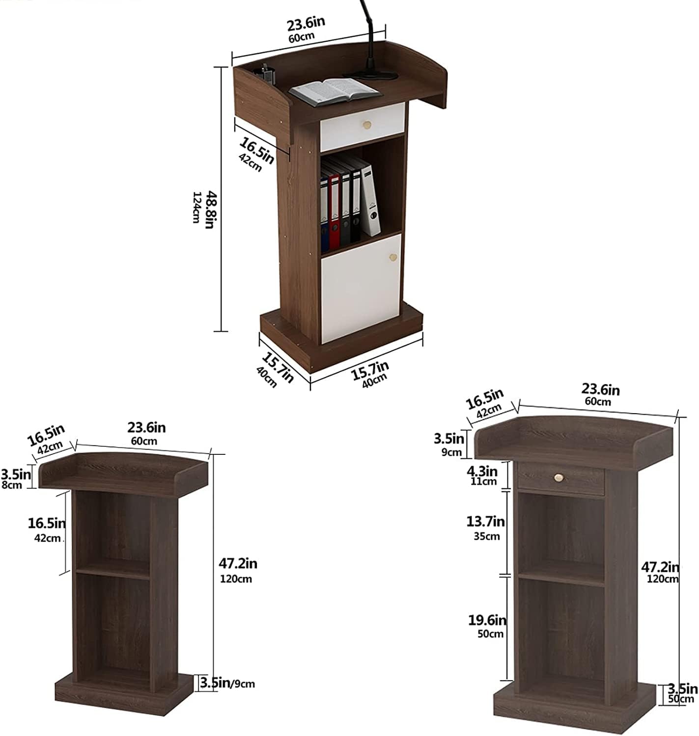 JITEM Atril Podium – Podio de madera de fibropanel de densidad media para atril con estante de almacenamiento, ideal para oradores, conferencias,