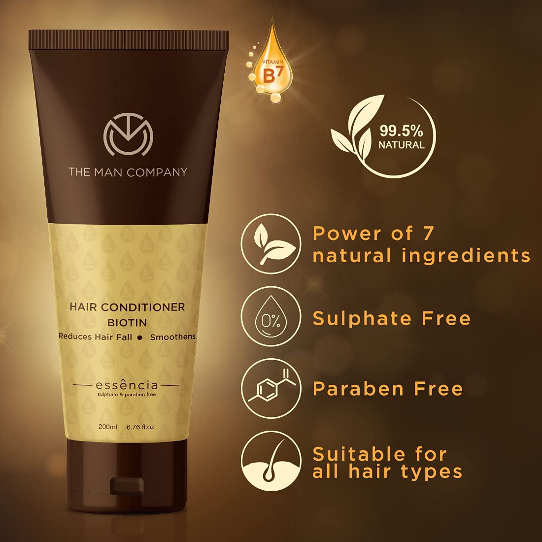 The Man Company Acondicionador capilar con agua de arroz, Bhringraj, polvo Shikakai para el crecimiento del cabello y cabello suave, 6.8 fl oz