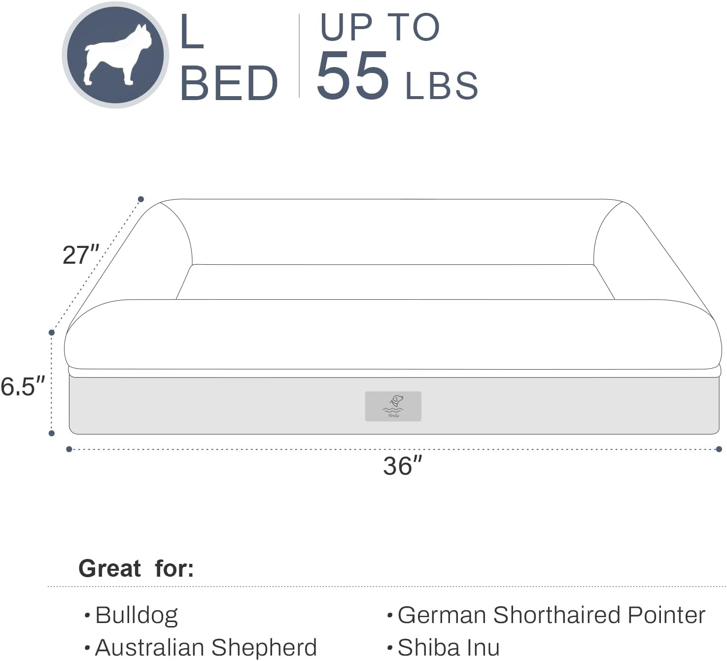 Cama grande para perro, cama ortopédica gris oscuro, cama impermeable para perro con funda extraíble, sofá cama suave extraíble de 4 lados con parte