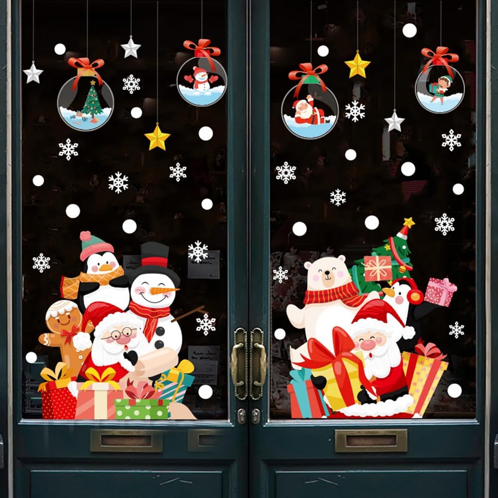 GGBOY Calcomanías de pared de Navidad, calcomanías de pared de Navidad extraíbles, calcomanías de pared de Navidad, calcomanías de pared de Navidad,