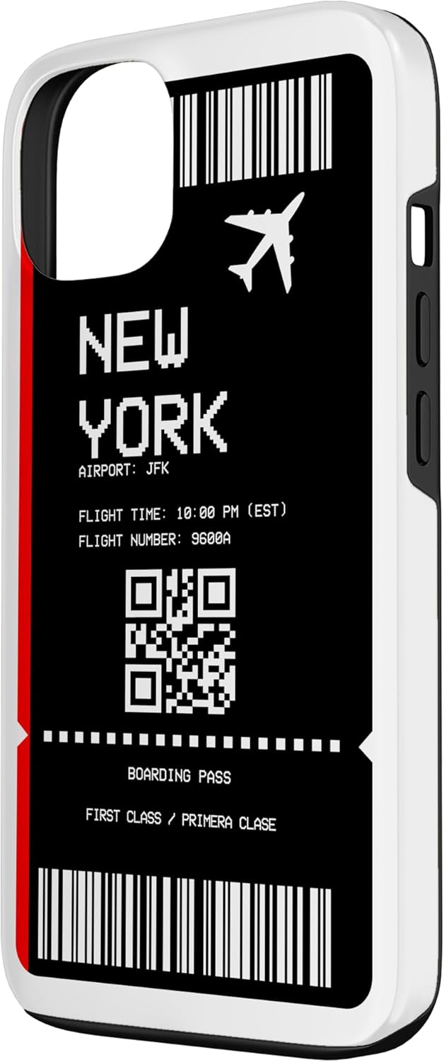 iPhone 13 NYC New York Boarding Pass Air Flight Ticket Funda para teléfono