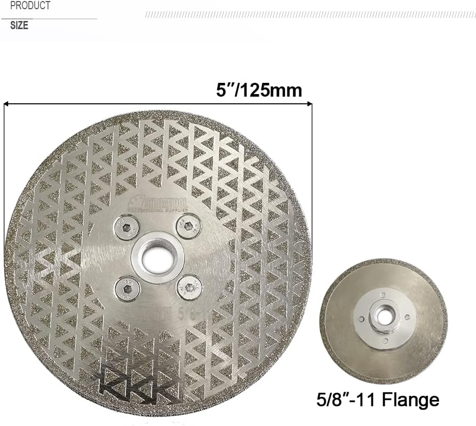 SHDIATOOL Disco abrasivo de diamante de 5 pulgadas para la rueda de corte recubierta de un solo lado de mármol de granito con eje de 58 pulgadas-11