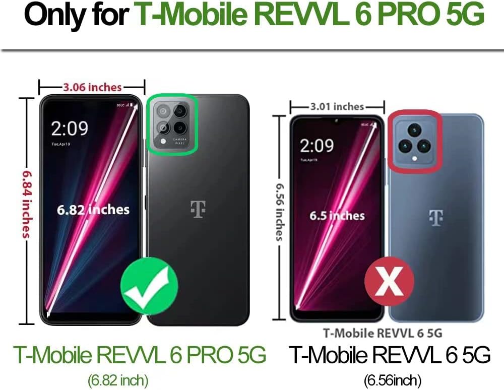 B-wishy Para T-Mobile Revvl 6 Pro6X ProT Phone Pro 5G con soporte de anillo de soporte, remache cuadrado para niñas y mujeres, cristal antigolpes,