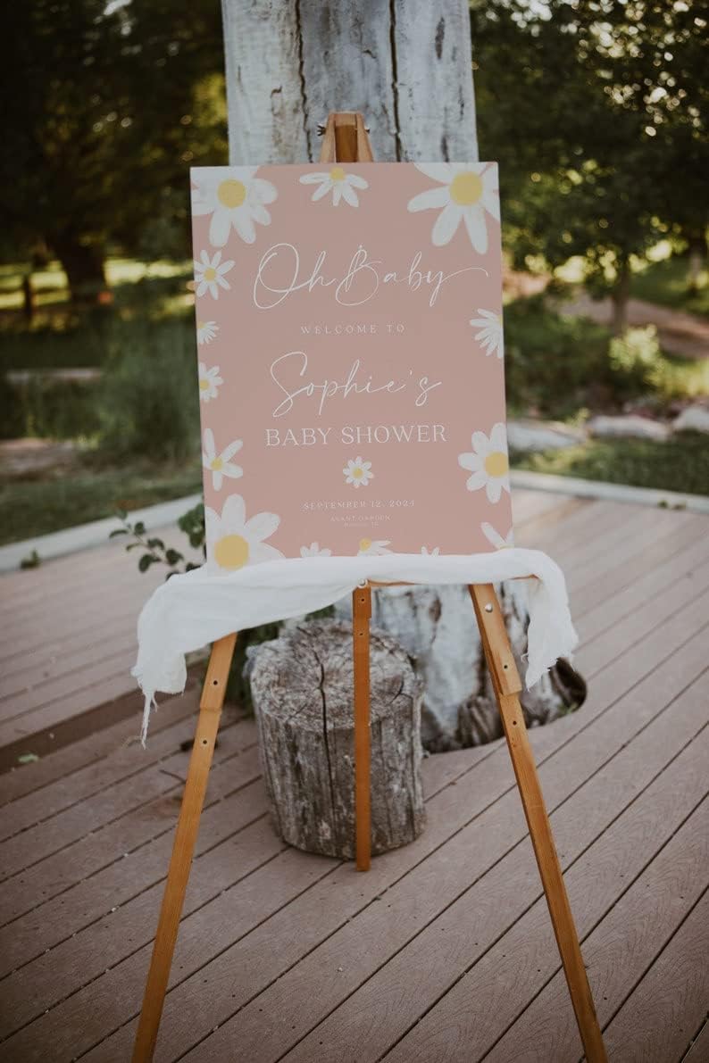 Letrero de bienvenida para baby shower, decoraciones de baby shower, letrero de bienvenida de Oh Baby, letrero de bienvenida rosa para baby shower,