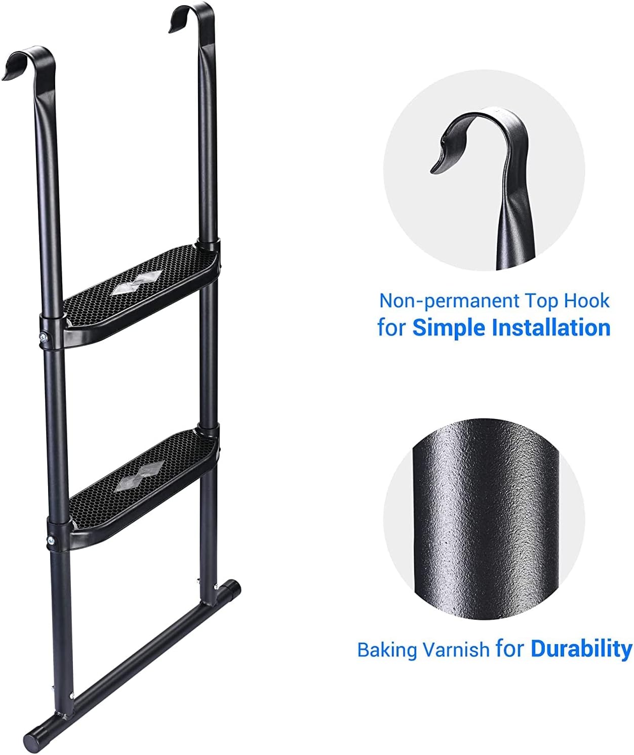Escalera para cama elástica de 39 pulgadas, 2 escalones de ancho, antideslizante, para niños al aire libre, rebote de 12 a 14 pies