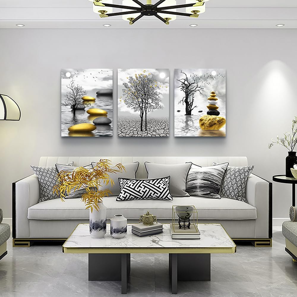 Lienzo decorativo de pared para sala de estar, decoración de pared para dormitorio, imágenes abstractas amarillas para pared, baño, pinturas en