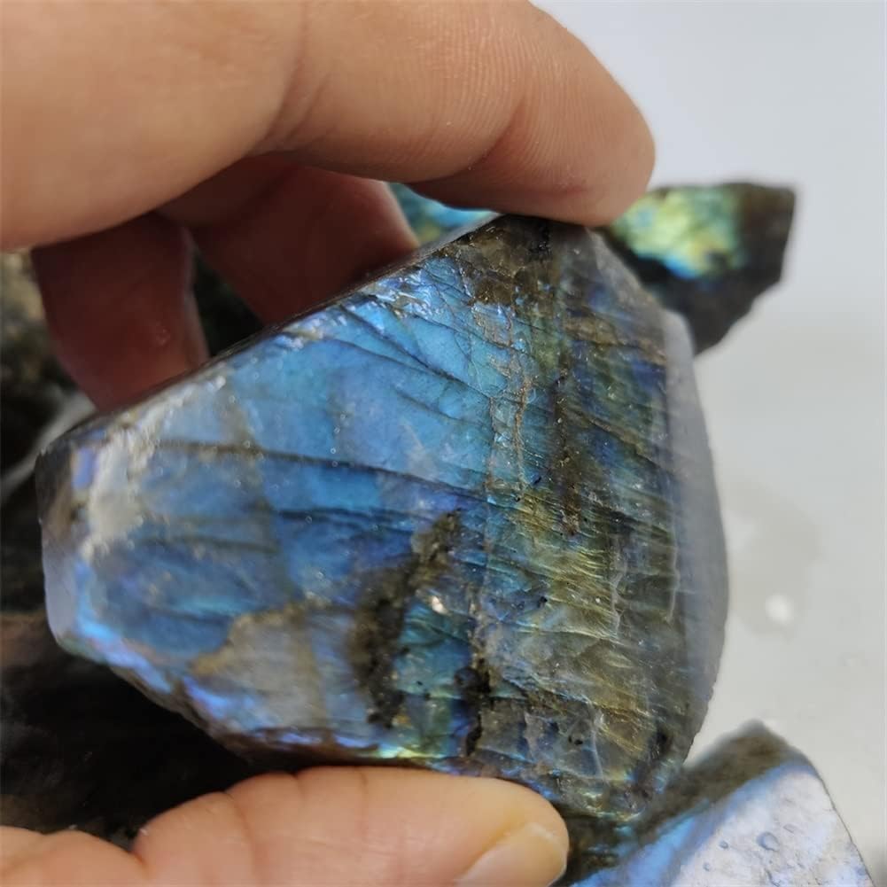 FUFIZU Home Decor, Natural Genuine Crystal Labradorite Original Labradorite Moonstone Natural Stones Ornament Moonstone Gifts,Natural Crystal