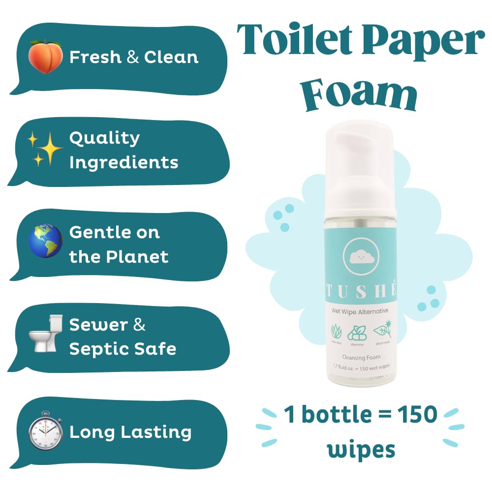 Espuma de papel higiénico. Alternativa de toallitas húmedas instantáneas ecológicas. Aloe Vera, hamamelis y vitamina E. Seguro para fontanería y