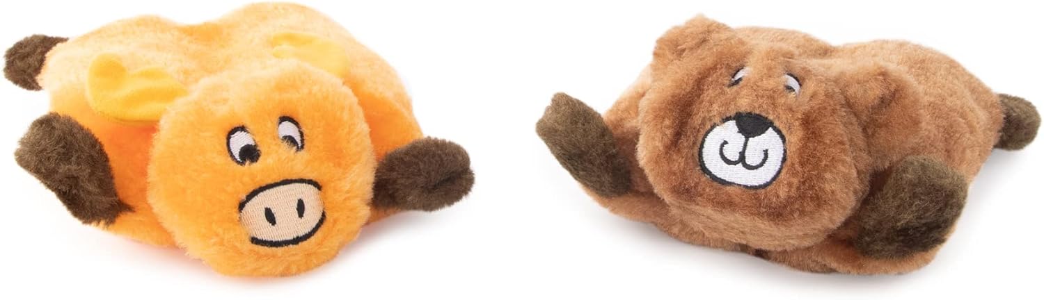 ZippyPaws Squeakie Pads – Paquete de 2 juguetes chirriantes para perros sin relleno, juguetes de felpa sin relleno, cosas para perros pequeños y