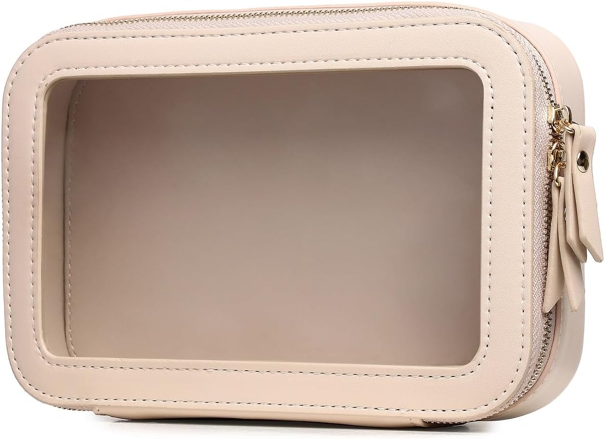 Pinkmik Bolsa de maquillaje transparente, estuche de viaje portátil transparente para cosméticos, neceser de viaje transparente, bolsa de maquillaje