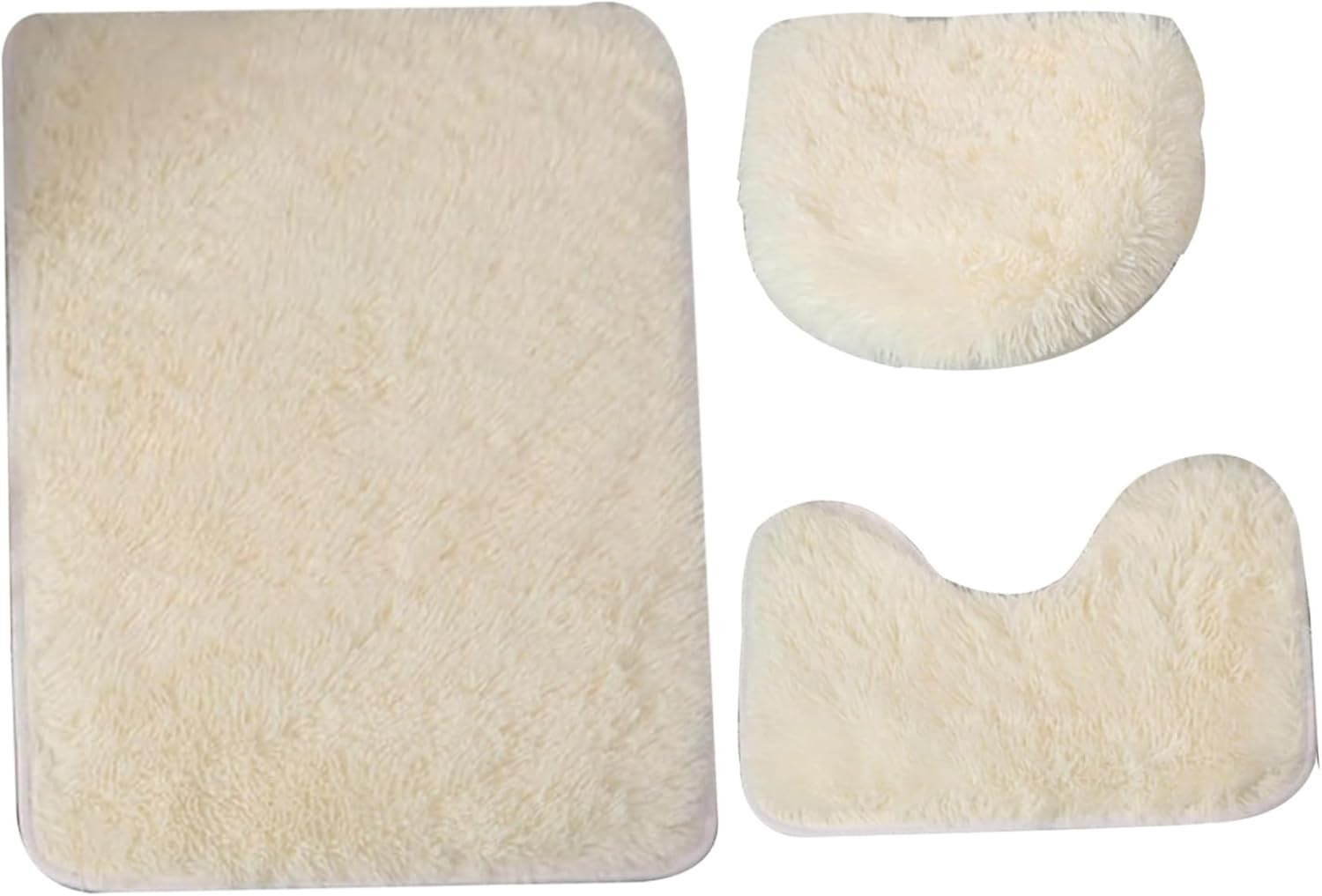 Juego de 3 alfombras de baño, tapete de baño, tapete en U, funda de asiento de inodoro suave de 3 a 1.6 in, de felpa, absorbente de agua,
