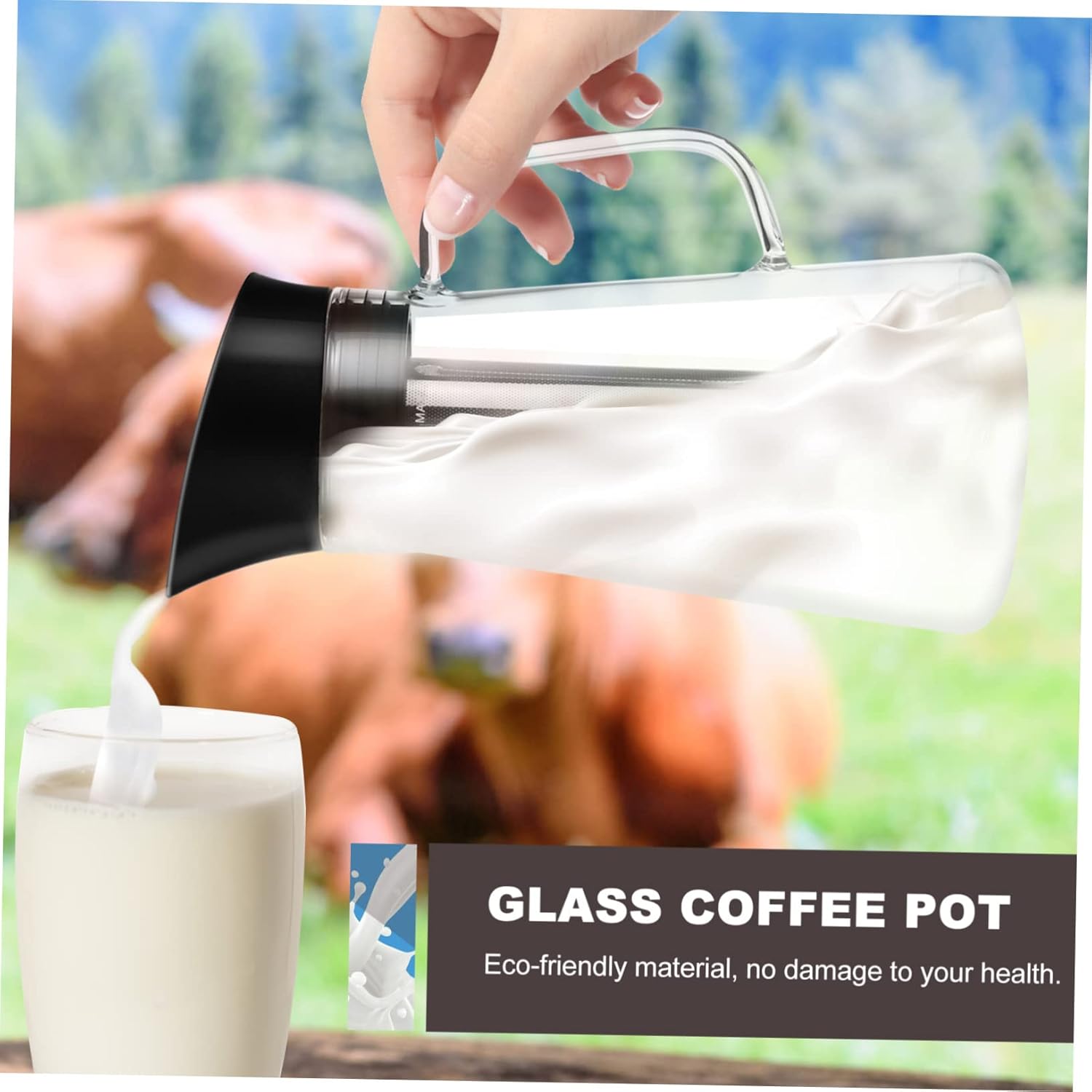 KICHOUSE Jarra de filtro de hojas sueltas, cafetera de café en frío, cafetera de café expreso, infusor de té helado, vidrio para verter la tetera de