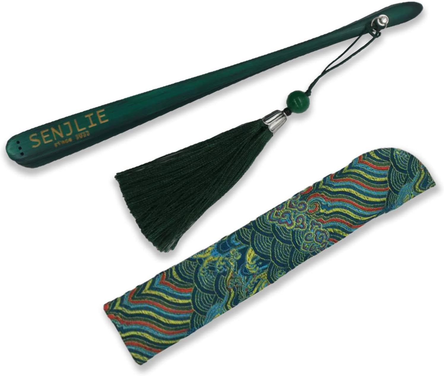 SENJLIE – Original hecho a mano chinojaponés hecho a mano bambú estilo vintage ventilador de mano plegable con una bolsa, regalo oriental para