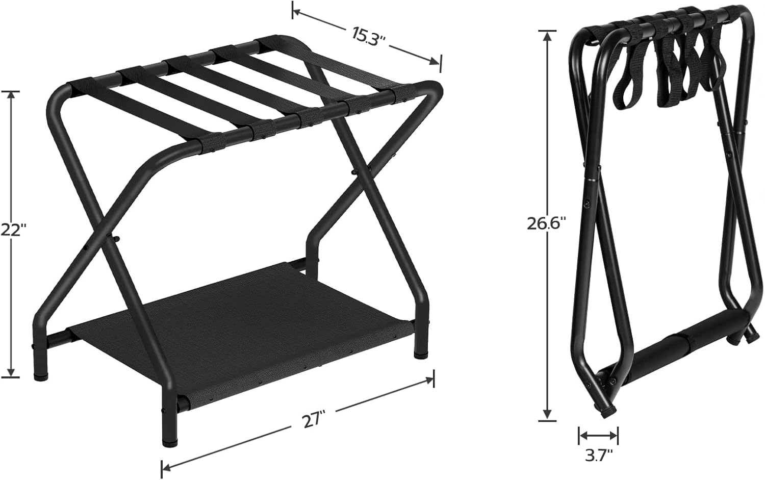 HOOBRO Portaequipajes, soporte plegable para maleta con estante de almacenamiento de tela para habitación de invitados, dormitorio, hotel, soporta