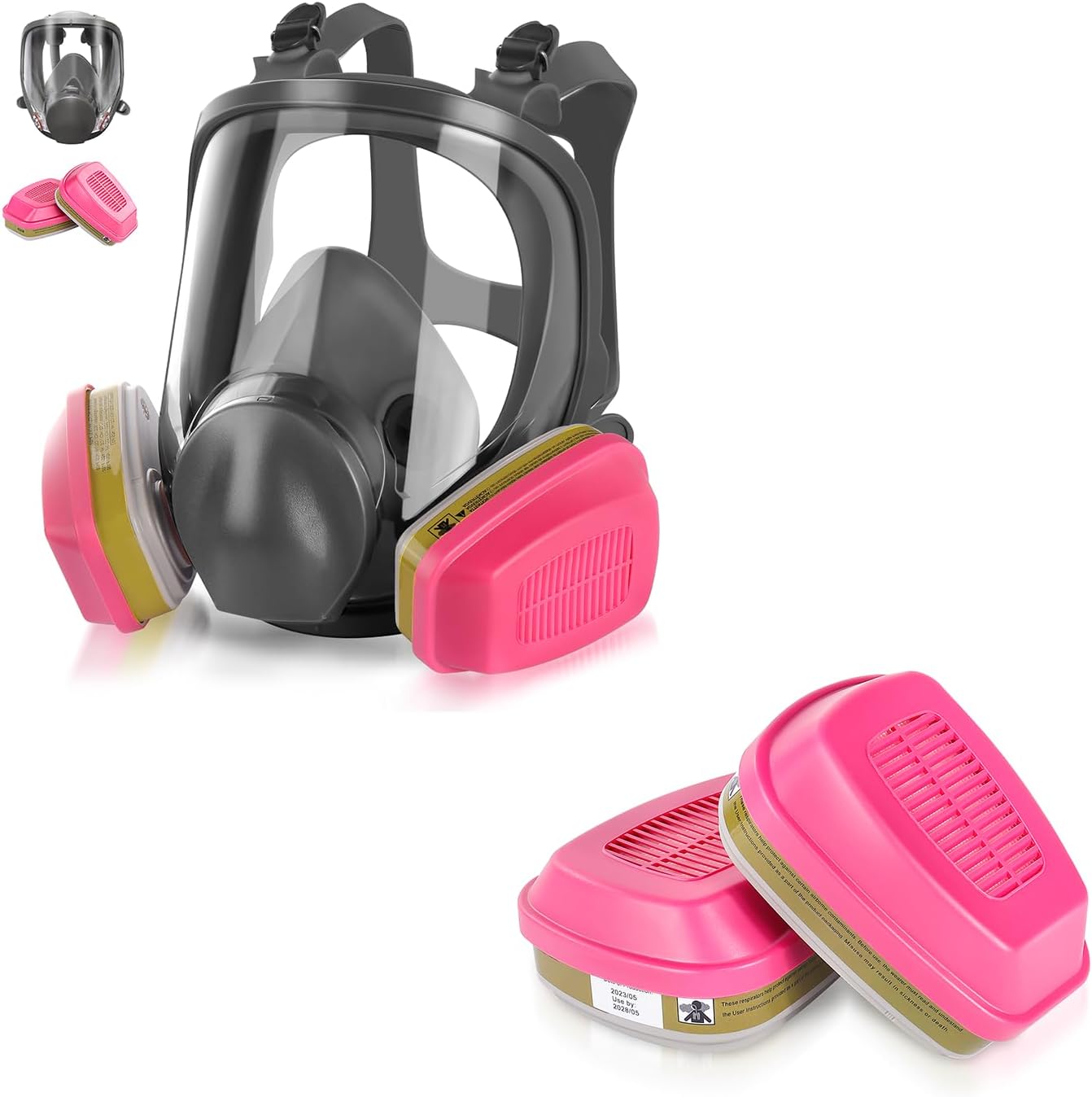 Respirador de máscara facial completa con cartuchos 60926, cubierta de gas reutilizable, máscaras de vapor orgánicas de supervivencia, máscara de