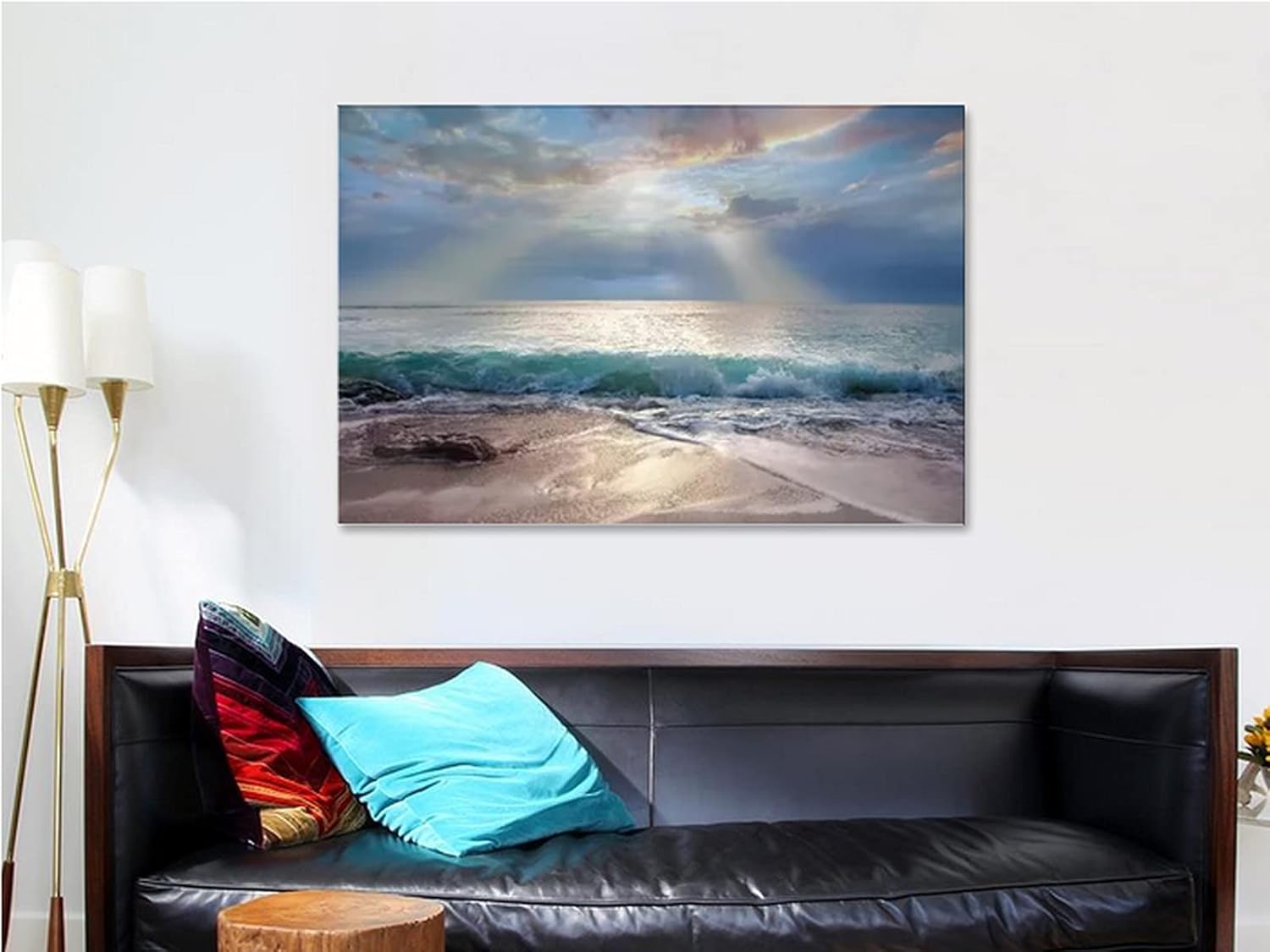 Arte de pared de playa, olas del océano, cuadros impresos en lienzo, pintura de paisaje marino para decoración de casa de playa, regalo de