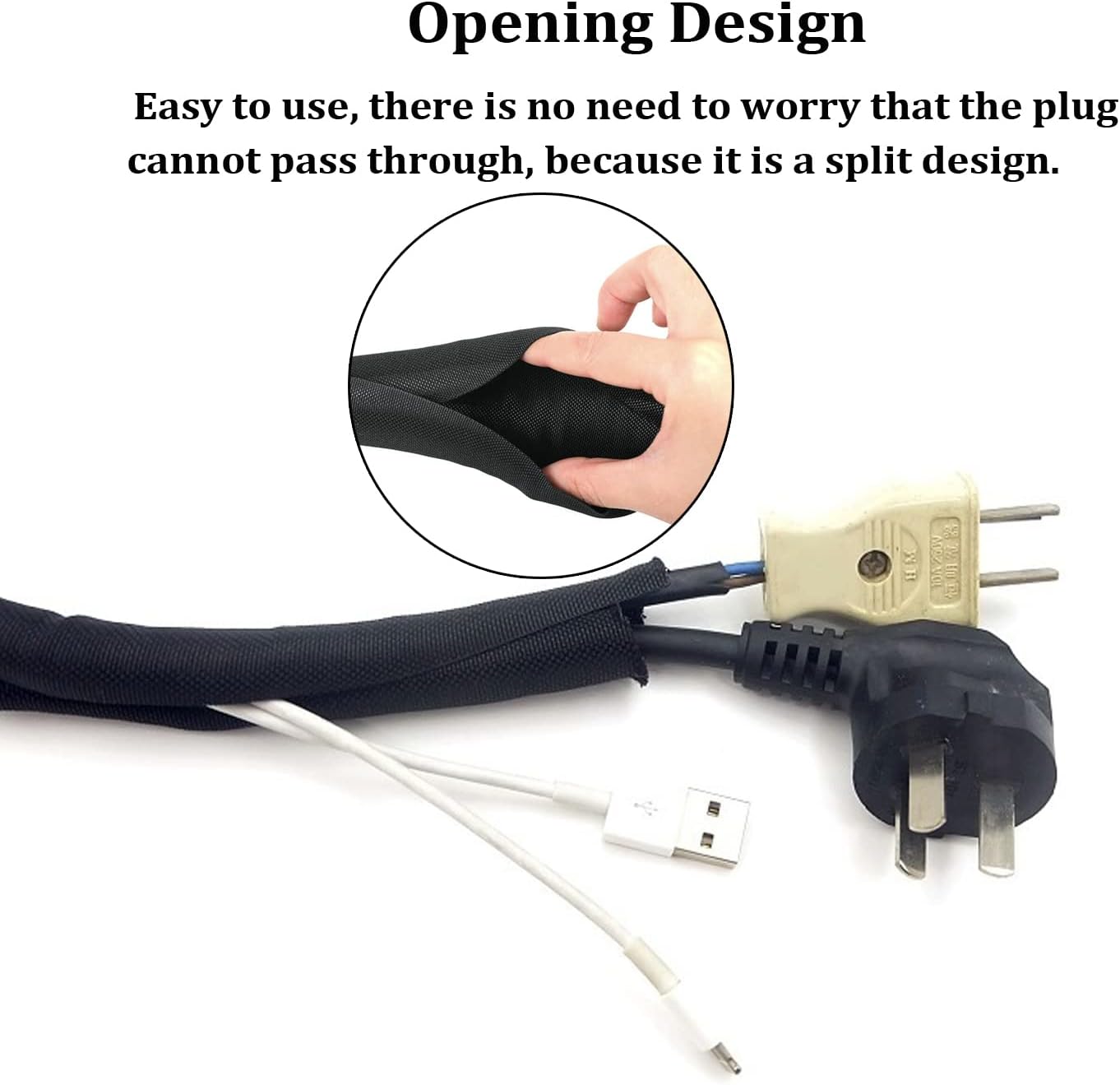 Mangas de gestión de cables trenzados, color negro, protector de cable de tubería de telar de alambre, autoenvoltura (12 “-20 pies)