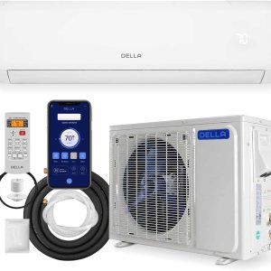 DELLA 18000 BTU Mini Split AC 21 SEER2 enfría hasta 1000 pies cuadrados, 208-230 V, aire acondicionado y calentador habilitado para WiFi con bomba DELLA 18000 BTU Mini Split AC 21 SEER2 enfría hasta 1000 pies cuadrados, 208-230 V, aire acondicionado y calentador habilitado para WiFi con bomba
